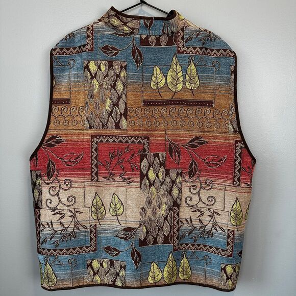 Alfred Dunner Multicolor Tapestry Zip Up Vest Women’s Size 22W Fall Botanical - Picture 5 of 5